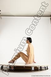 Nude Woman White Sitting poses - ALL Slim long brown Sitting poses - simple Multi angle poses Pinup